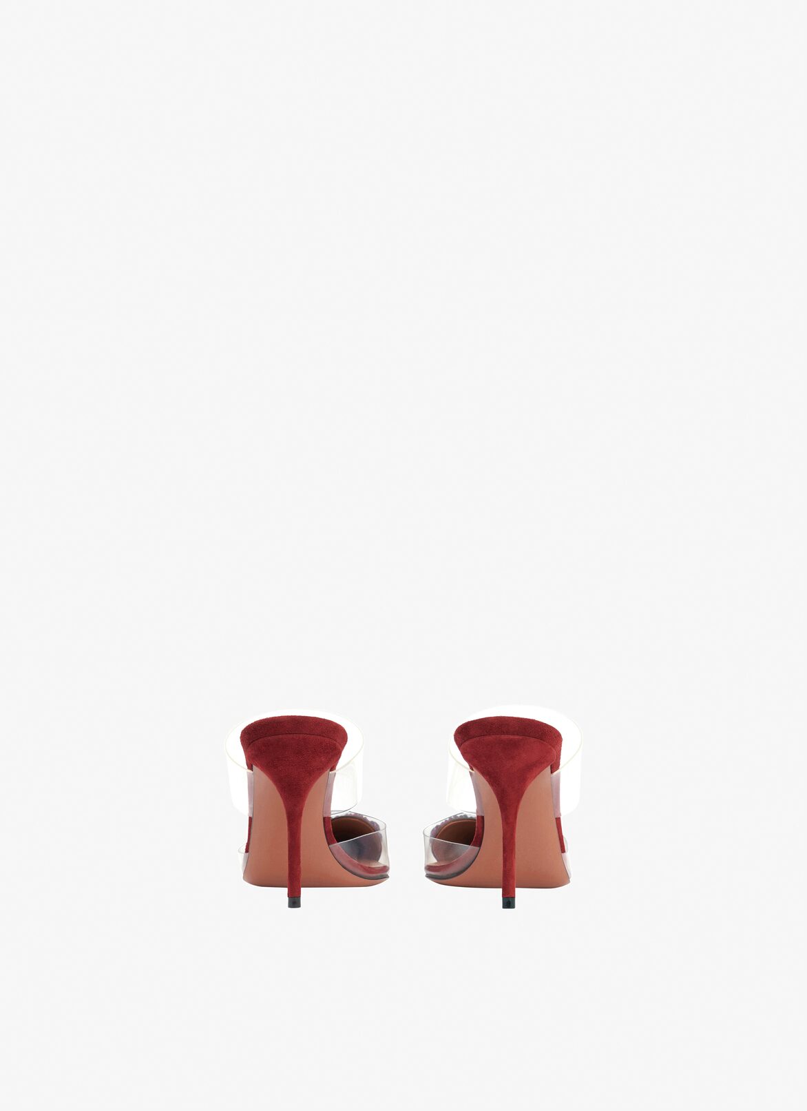 Heart mules in suede goatskin with crystals ALAÏA RED HEART MULES IN SUEDE GOATSKIN WITH CRYSTALS